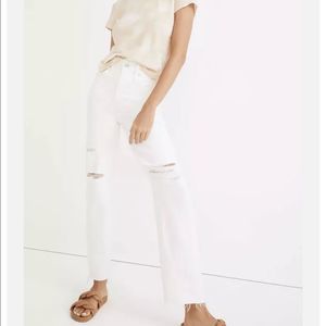 Madewell White Distressed High Rise Jeans - Perfect Vintage Straight Jean